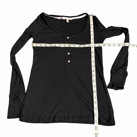 Victoria's Secret Black Long Sleeve Henley Top Size Small - Picture 5 of 7